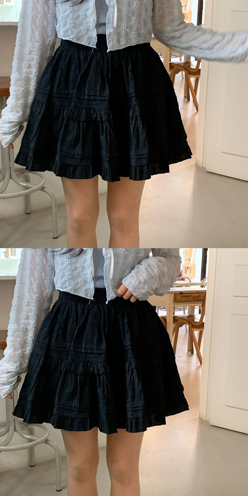 パンツ裏地ドットピンタックティアードスカート | 詳細画像9