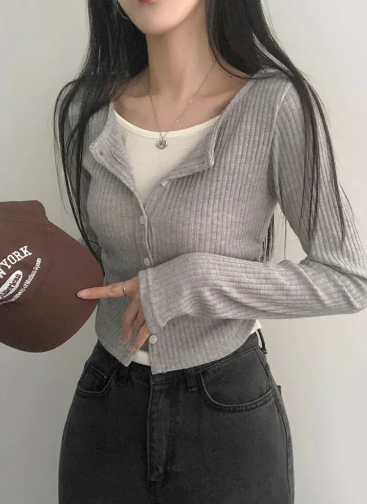 重ね着風ボタンシャーリングTシャツ | lilisense | 詳細画像1