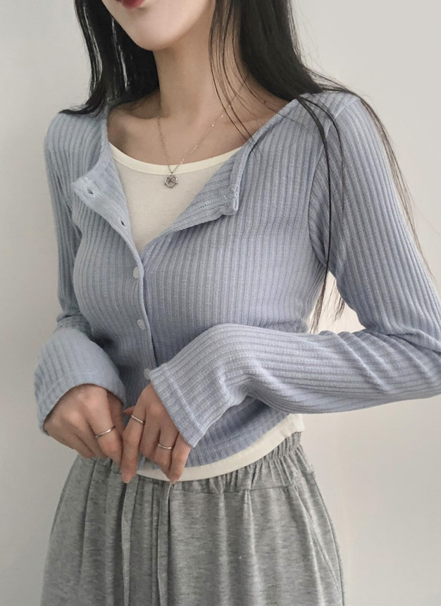 重ね着風ボタンシャーリングTシャツ | レディースファッション通販