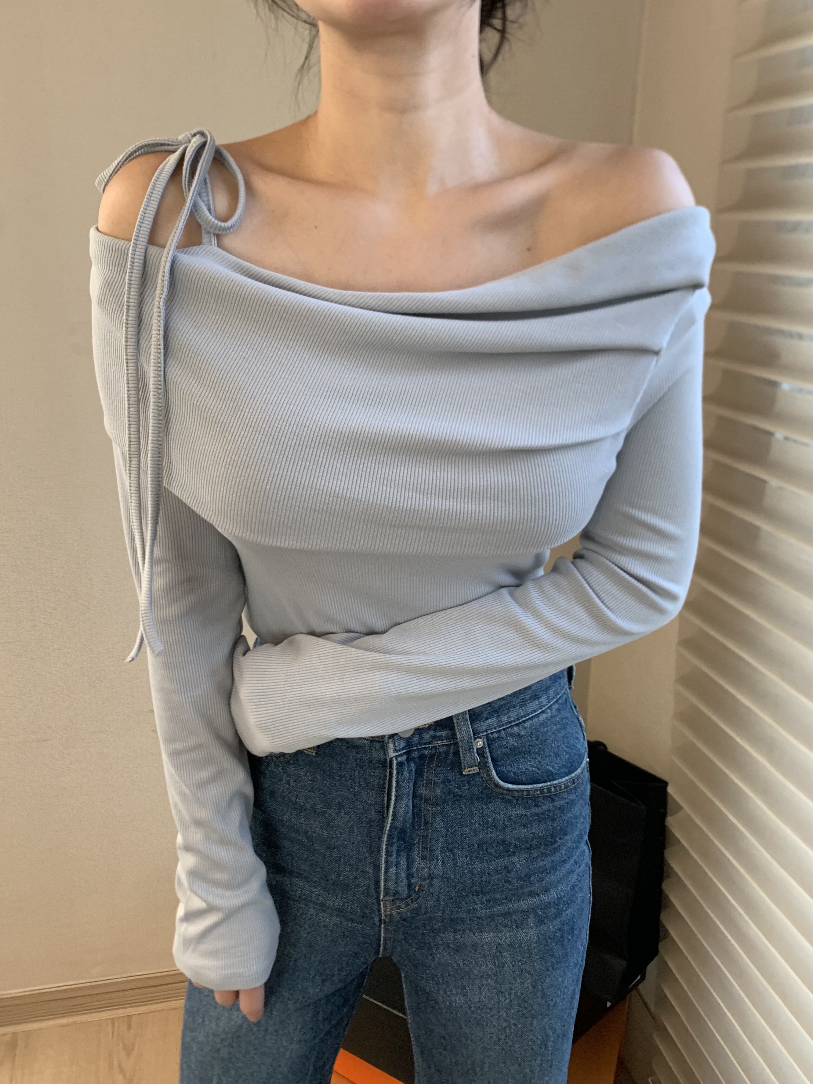 アシメリボンオフショルリブTシャツ | 詳細画像2