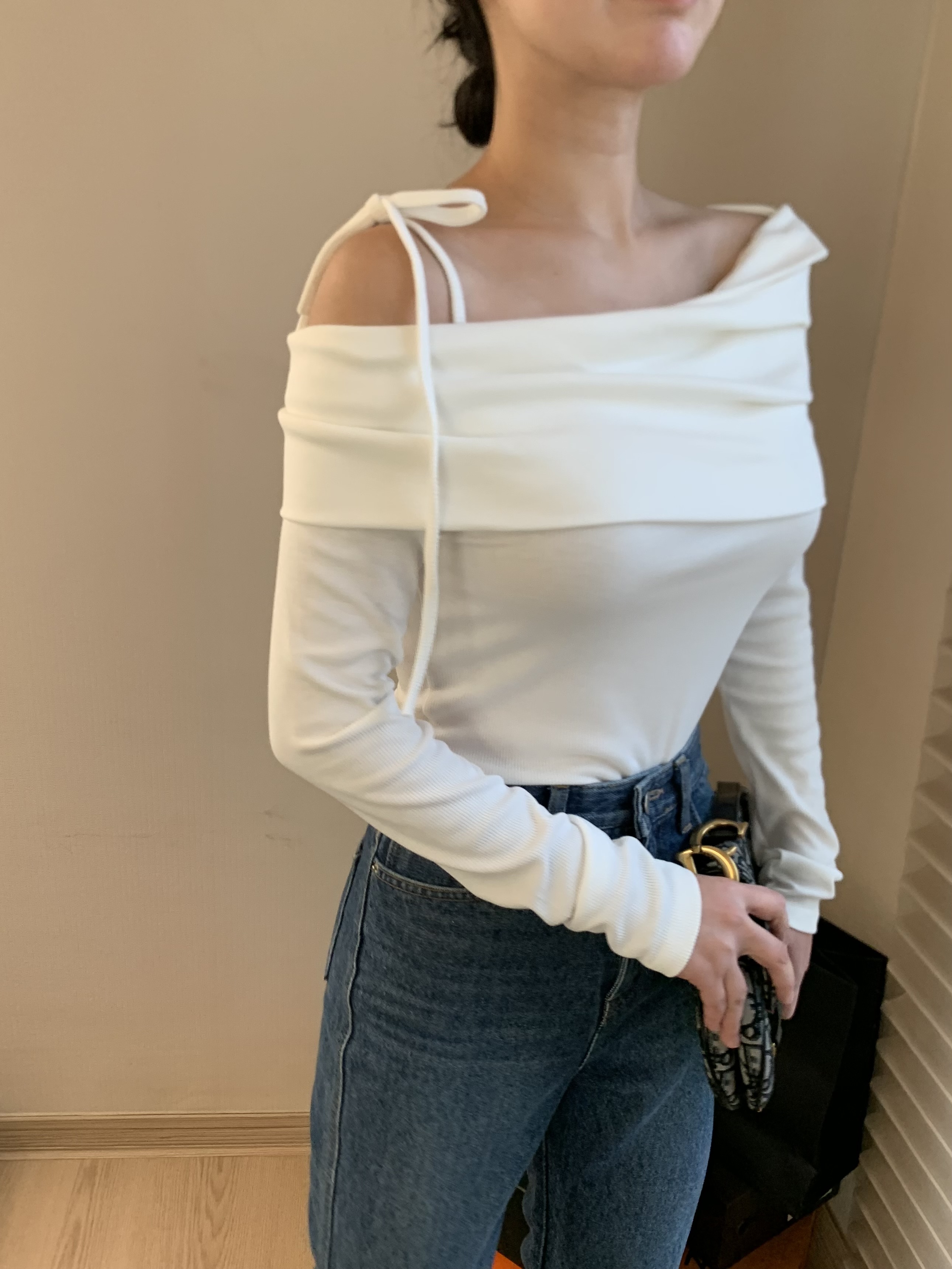 アシメリボンオフショルリブTシャツ | 詳細画像8
