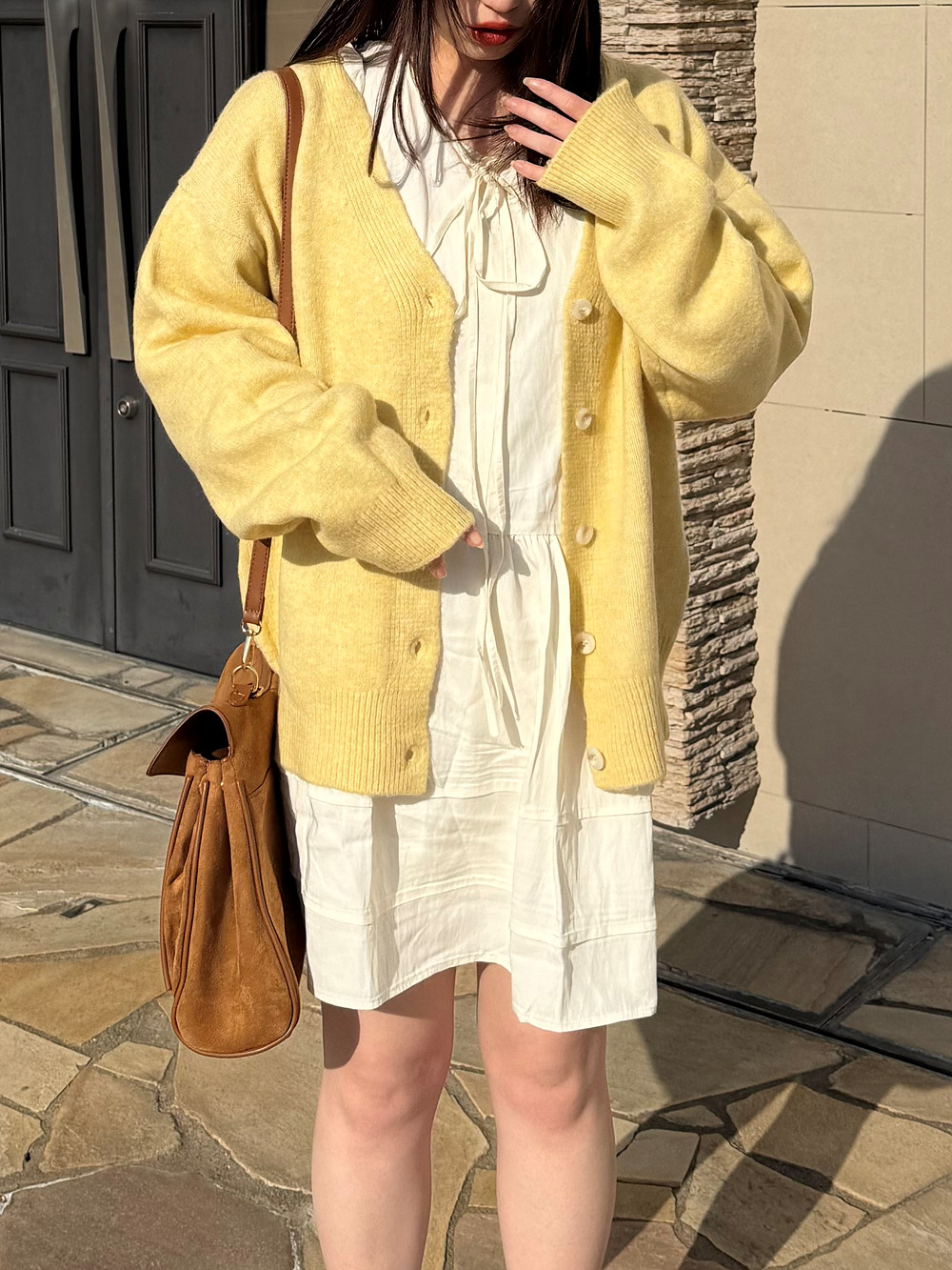 ウール混Vネックルーズカーディガン | 詳細画像3