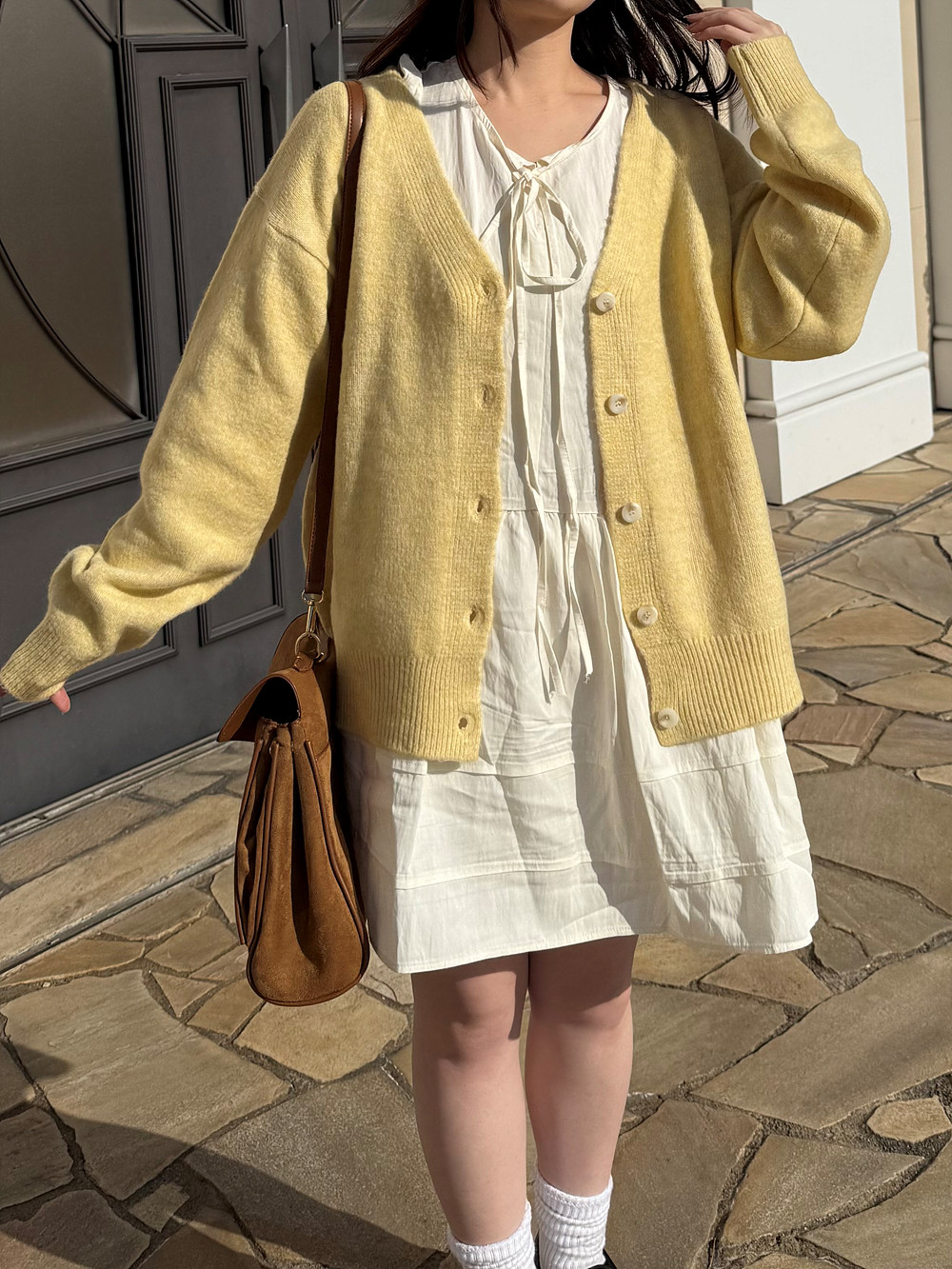 ウール混Vネックルーズカーディガン | 詳細画像4