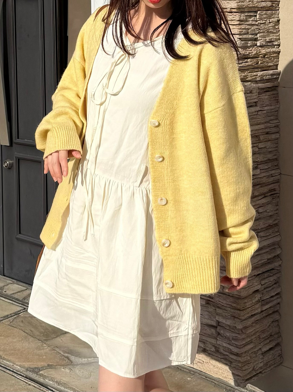 ウール混Vネックルーズカーディガン | 詳細画像5