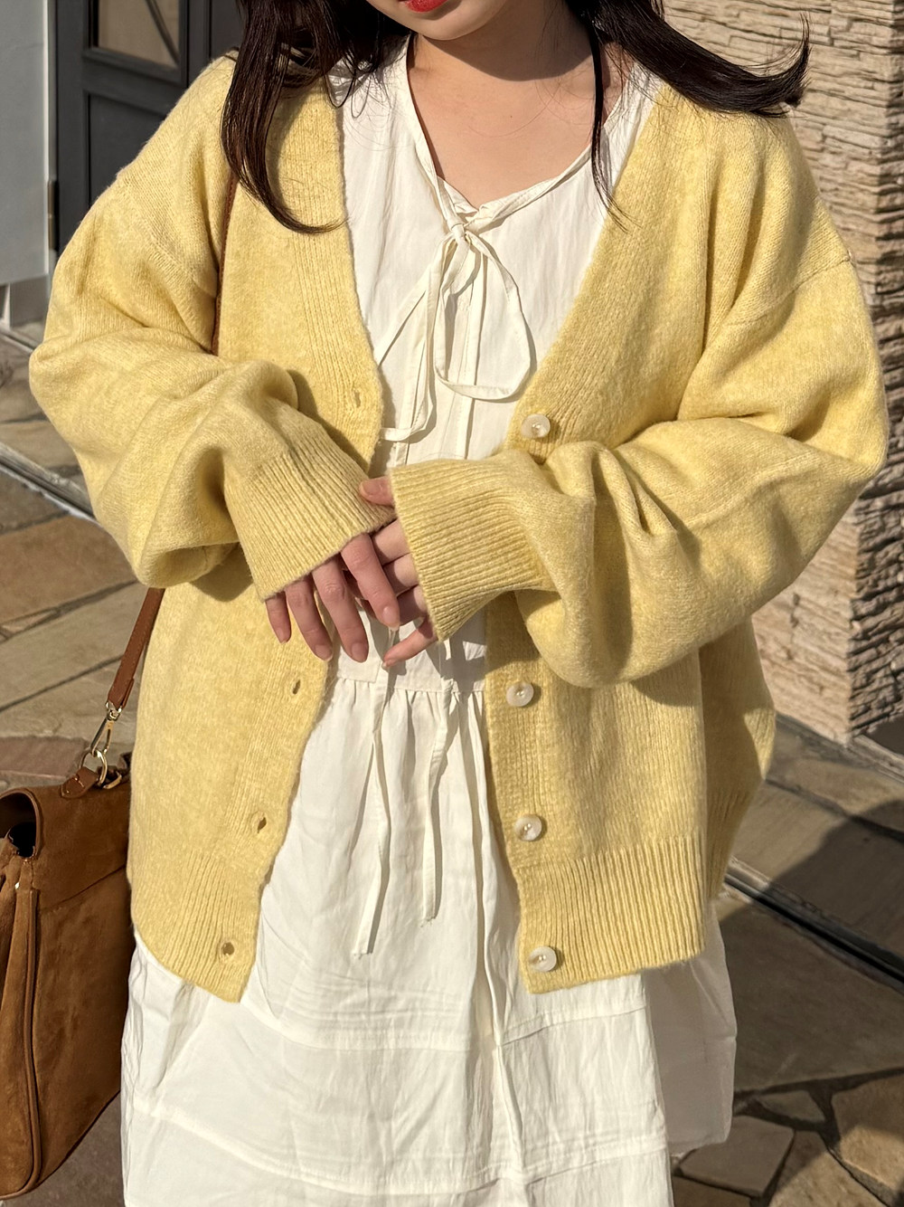 ウール混Vネックルーズカーディガン | 詳細画像6