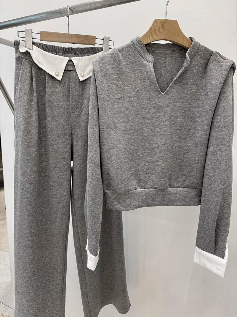 シャツレイヤード風スキッパータックスウェット&パンツSET | 詳細画像8
