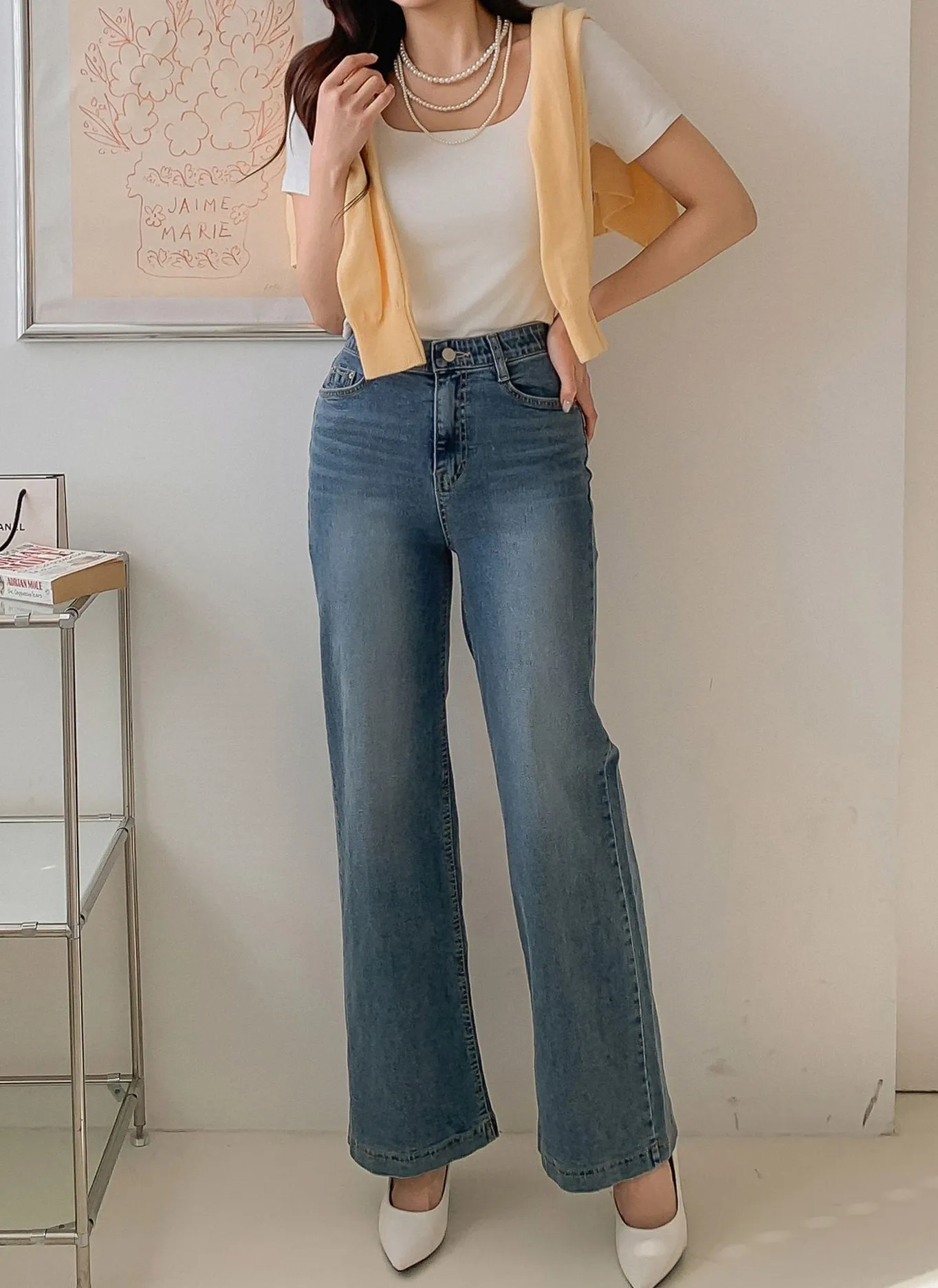 シークレットゴムフレアデニムパンツ | 詳細画像1