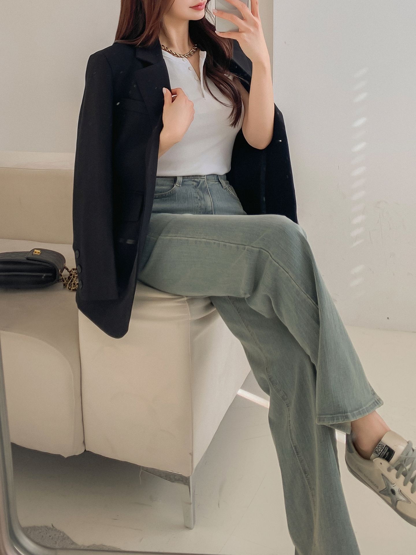 ストレートシークレットゴムデニムパンツ | 詳細画像4