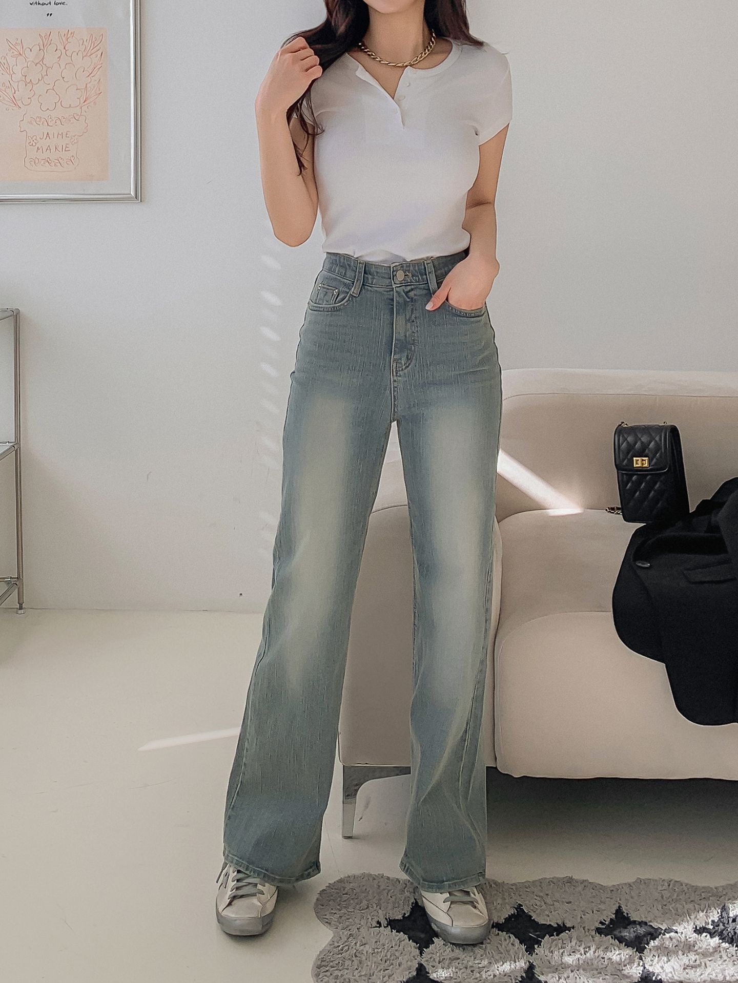 ストレートシークレットゴムデニムパンツ | 詳細画像14