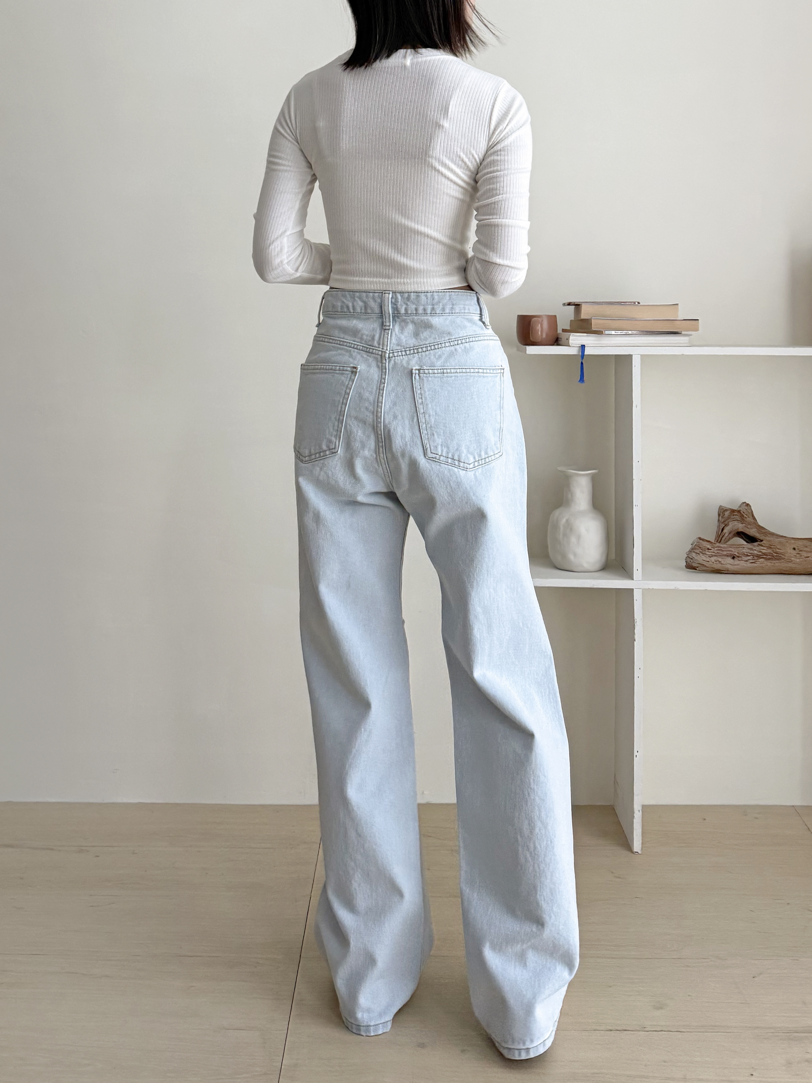 ダメージワイドライトブルーデニムパンツ | 詳細画像5