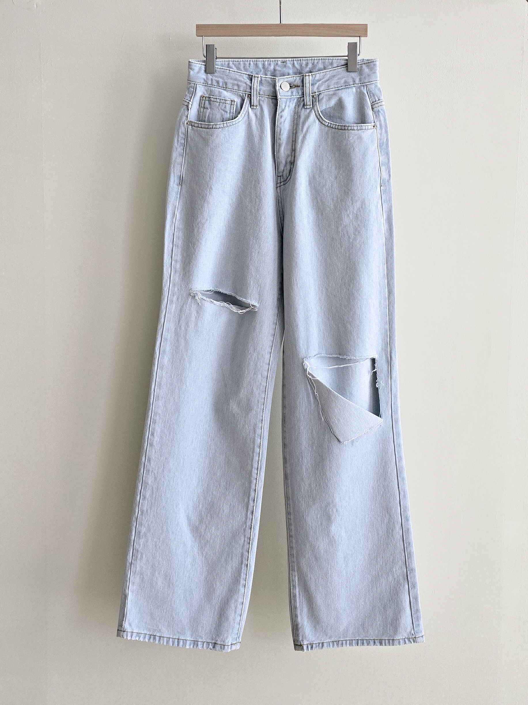 ダメージワイドライトブルーデニムパンツ | 詳細画像13