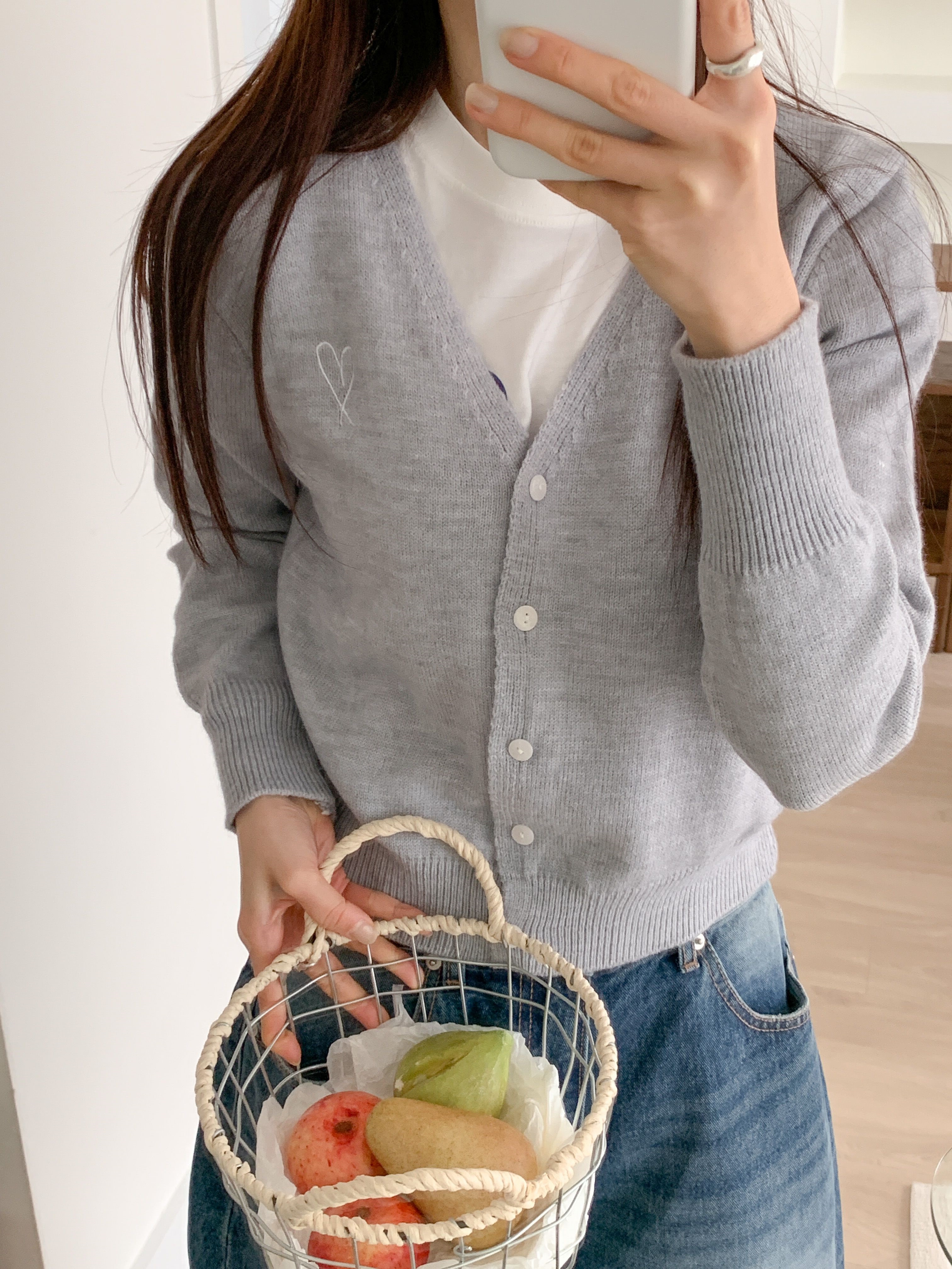 ハート刺繍Vネックニットカーディガン | 詳細画像9