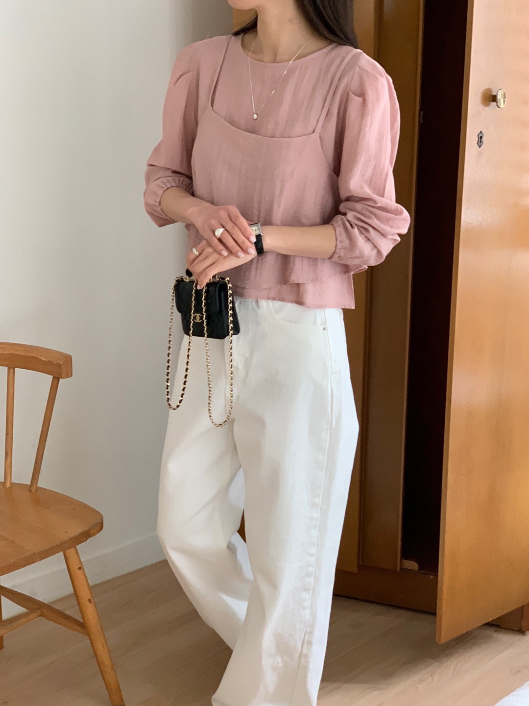 リネン混ビスチェ&パフブラウスSET | 詳細画像2