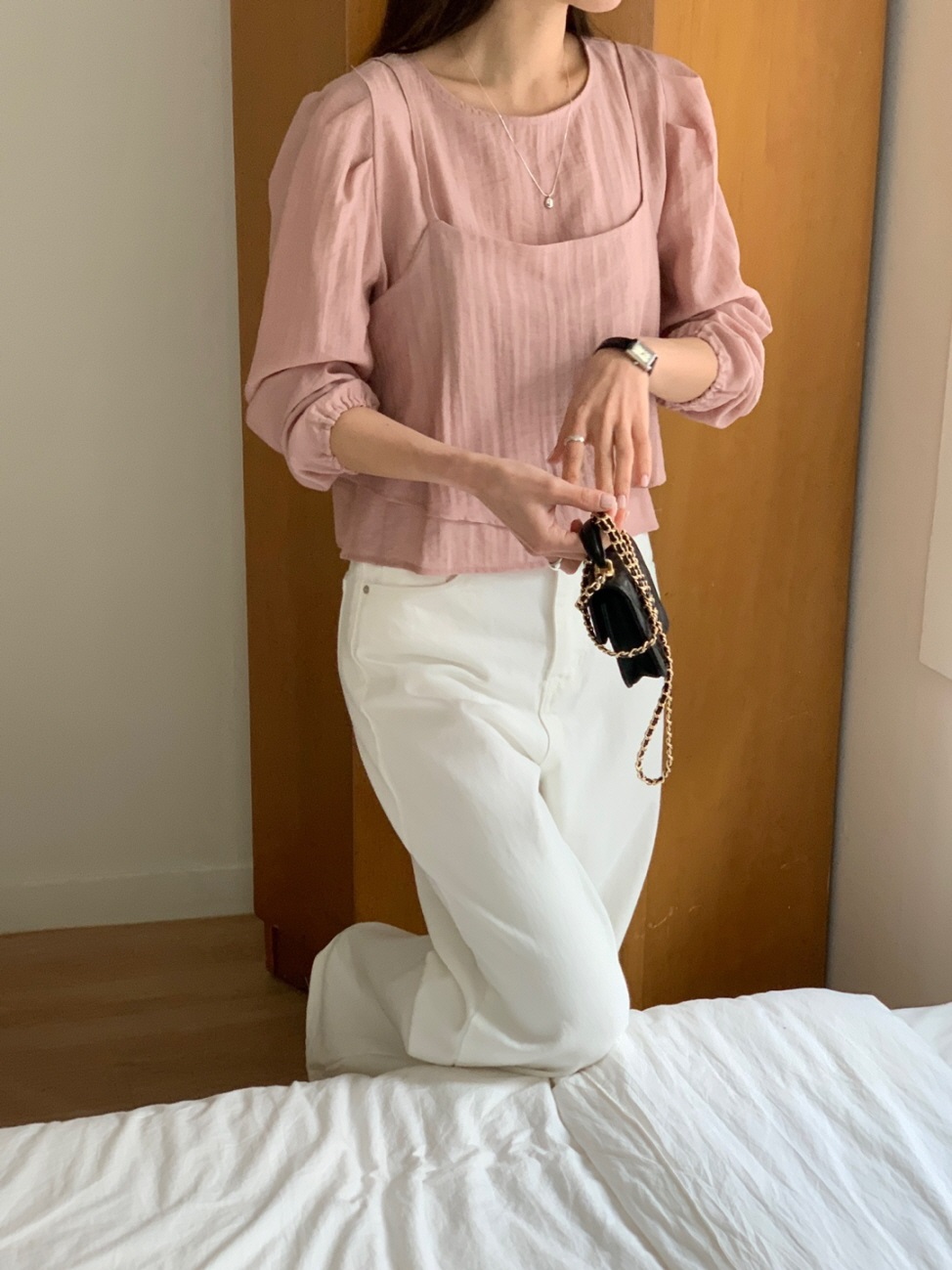 リネン混ビスチェ&パフブラウスSET | 詳細画像3