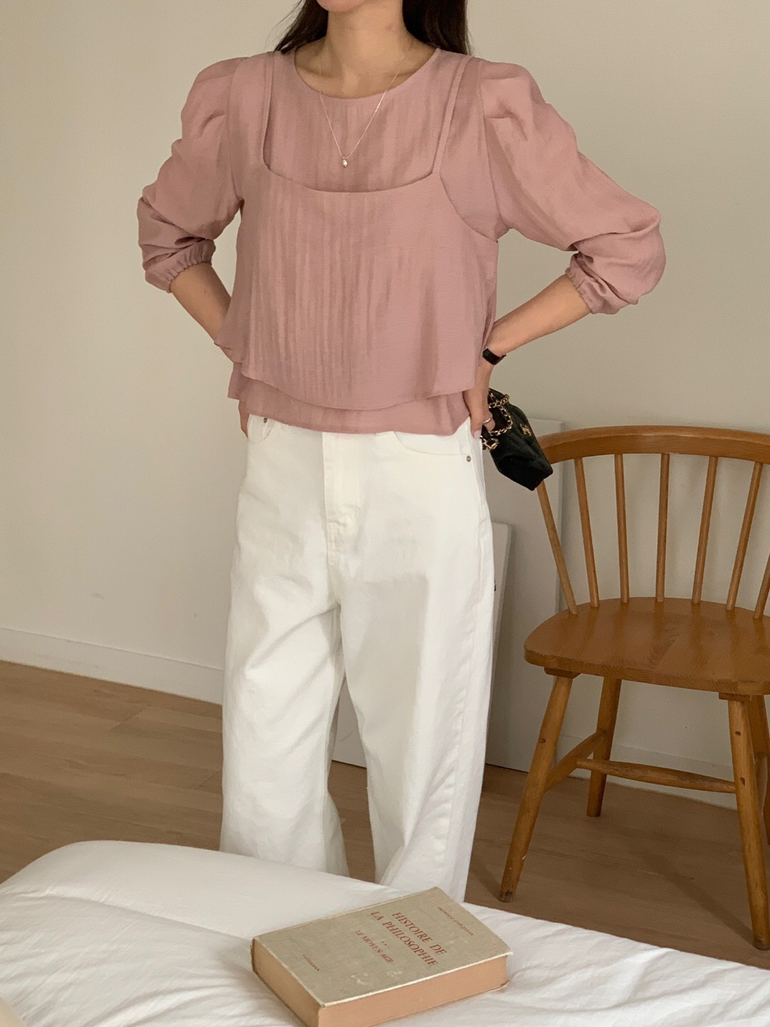 リネン混ビスチェ&パフブラウスSET | 詳細画像4