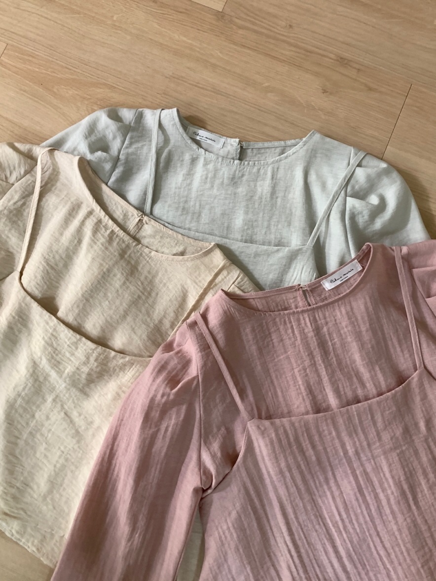 リネン混ビスチェ&パフブラウスSET | 詳細画像9