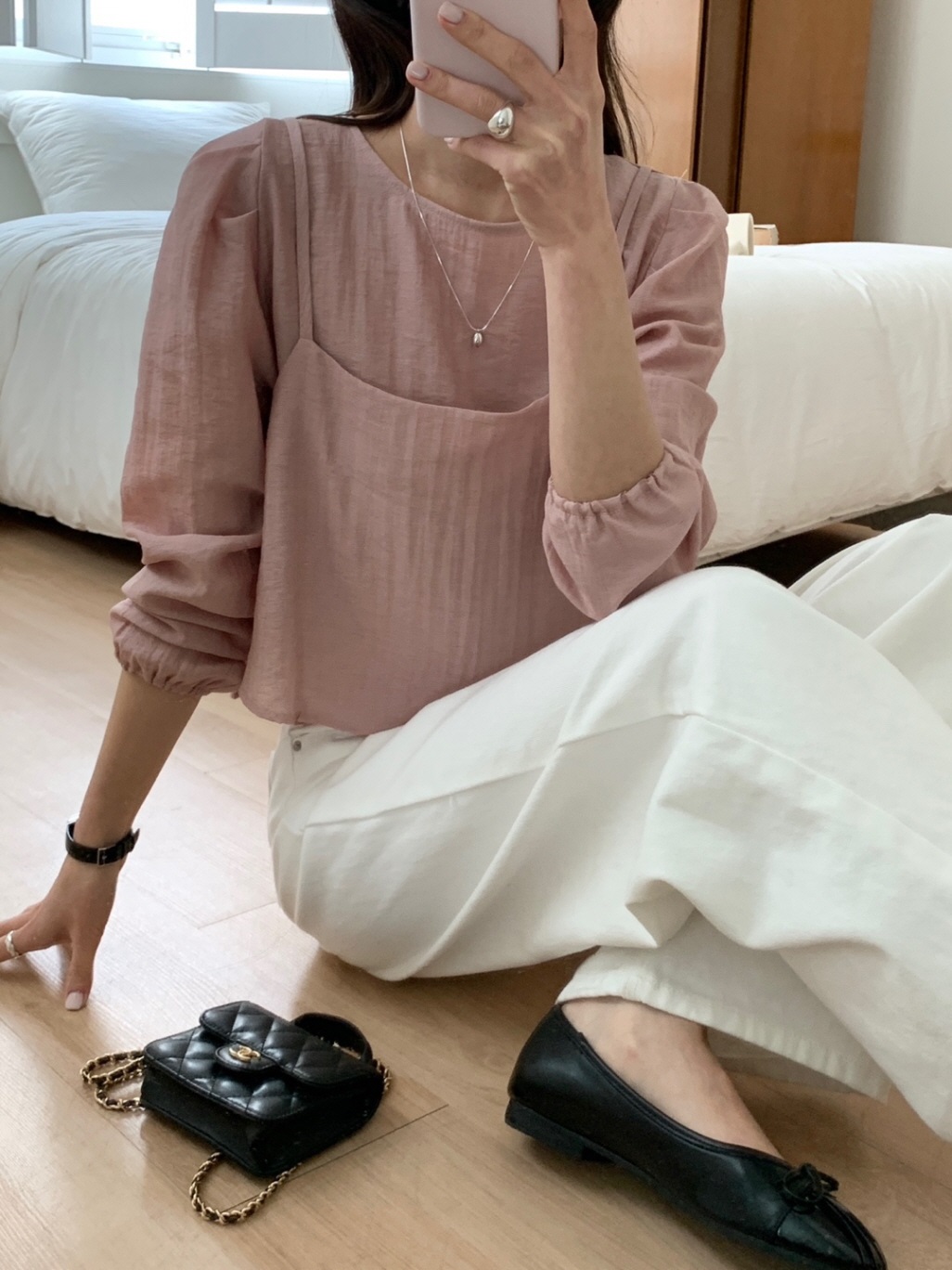 リネン混ビスチェ&パフブラウスSET | 詳細画像11