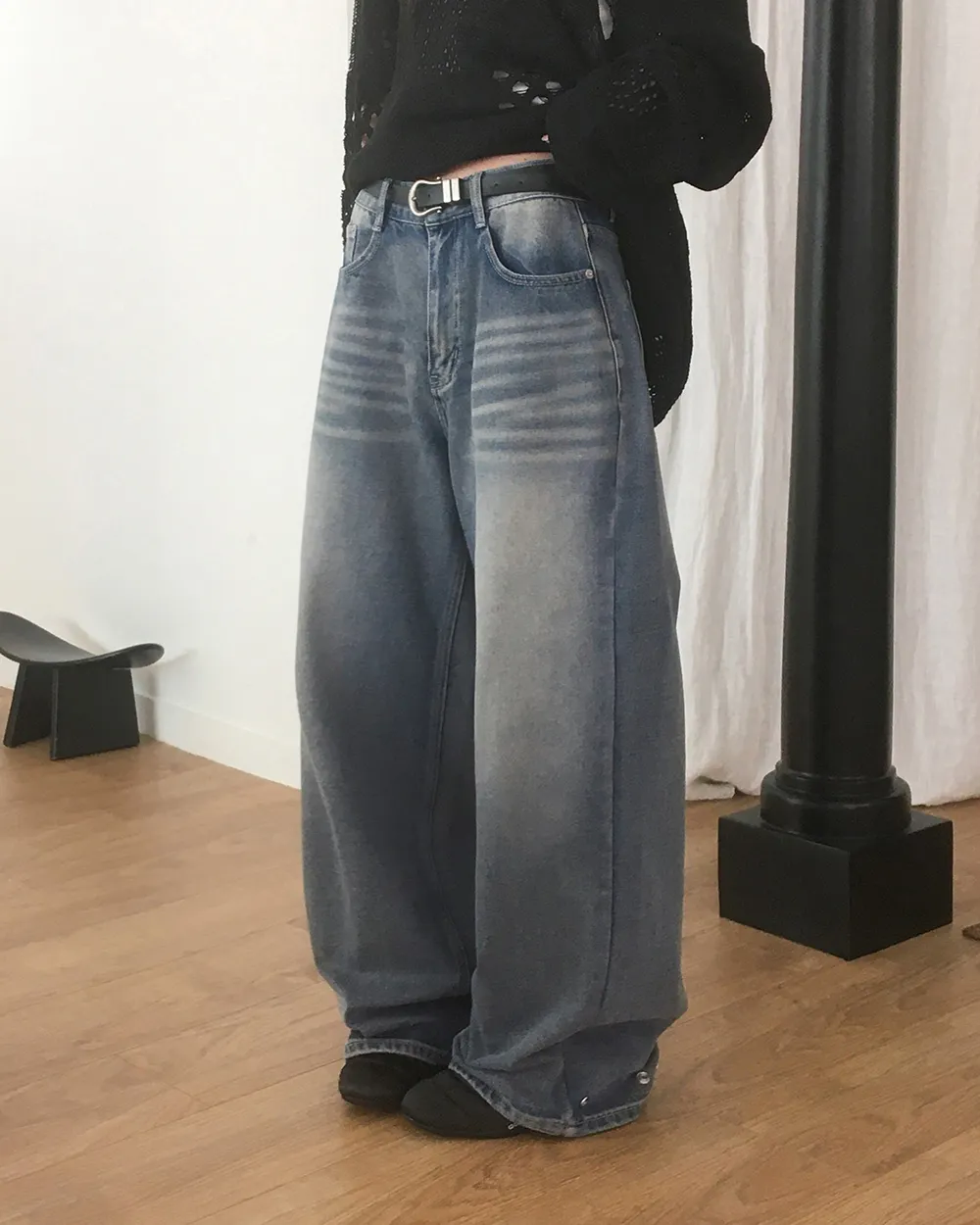 2WAYスナップボタンヘムウォッシュデニムパンツ | WONDERWONDER | 詳細画像1