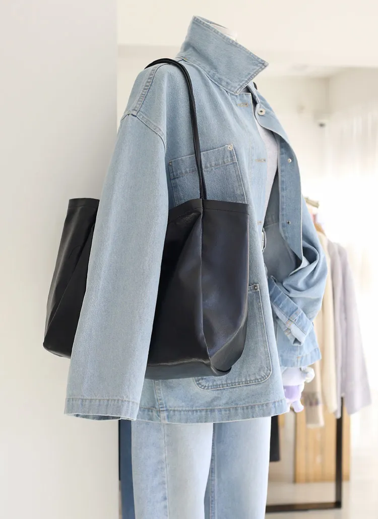 ポーチ付レザー調ビッグトートバッグ | whosbag | 詳細画像1
