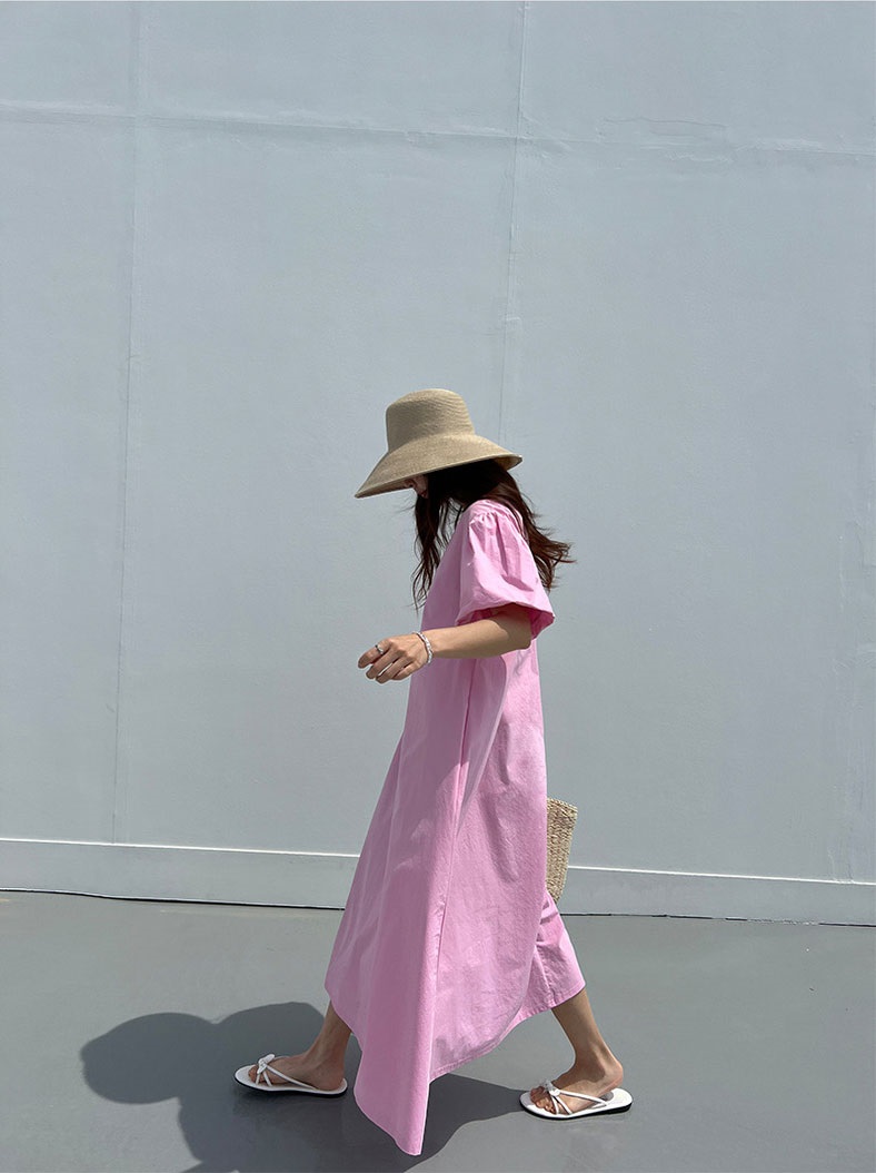 バルーン半袖Aラインロングワンピース | 詳細画像2