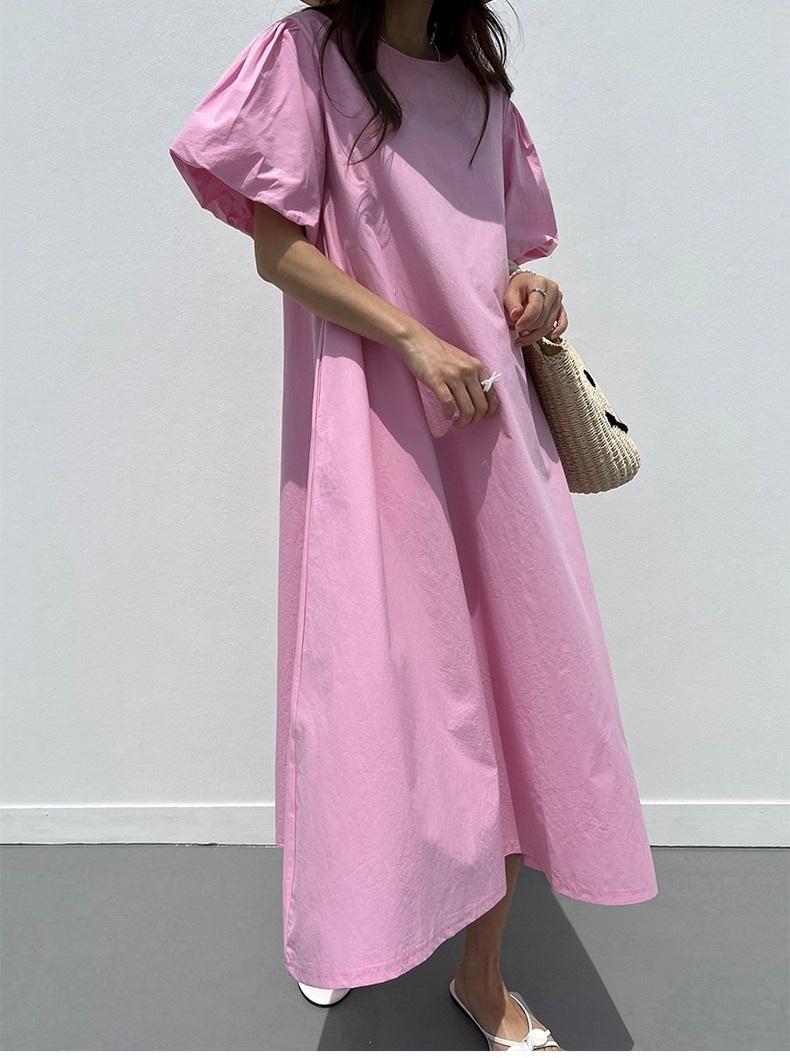 バルーン半袖Aラインロングワンピース | 詳細画像10