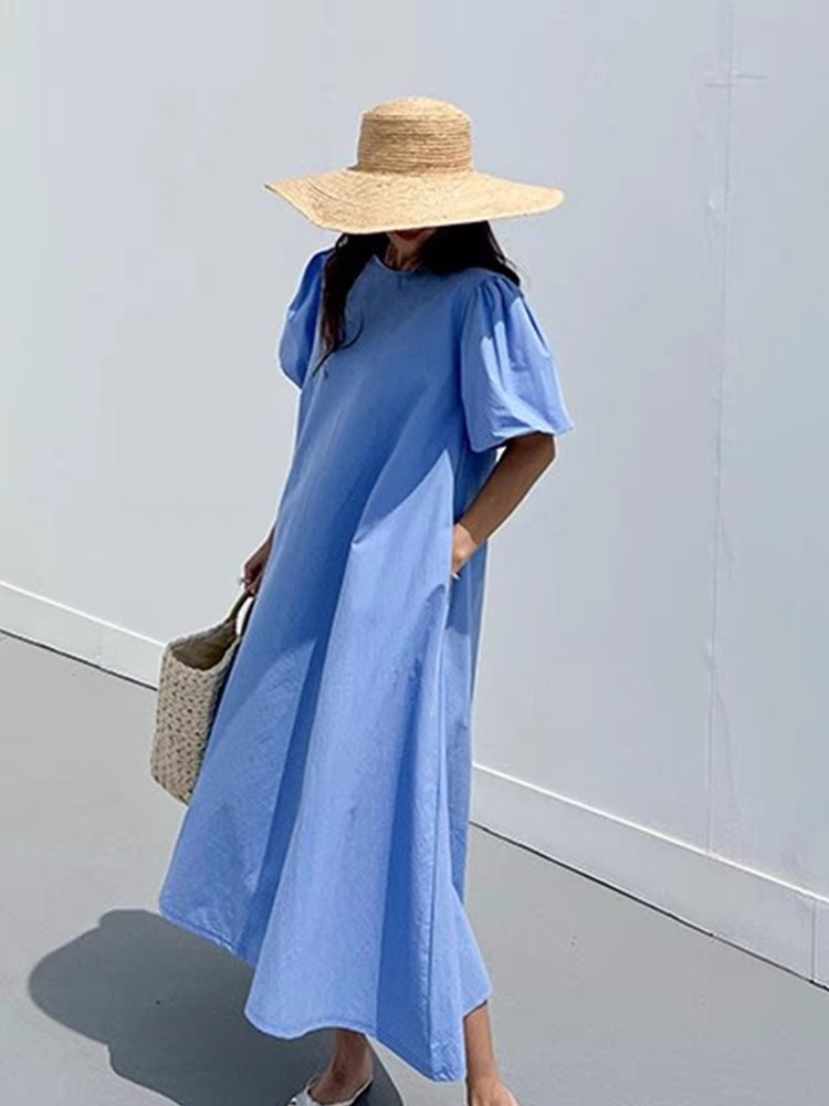 バルーン半袖Aラインロングワンピース | 詳細画像12