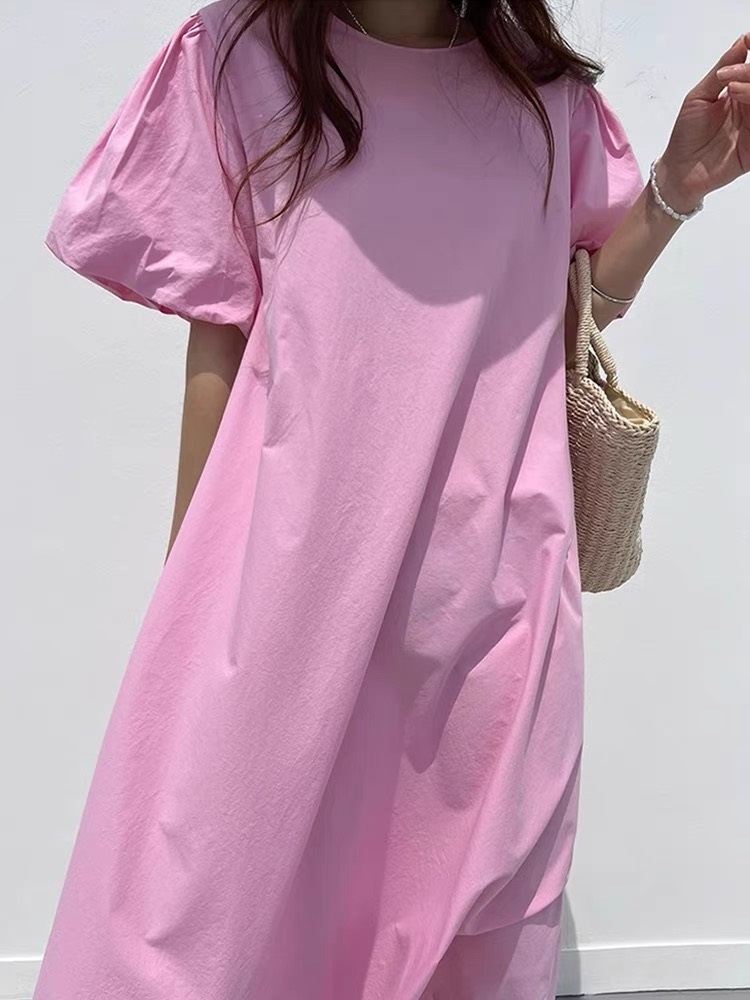 バルーン半袖Aラインロングワンピース | 詳細画像13