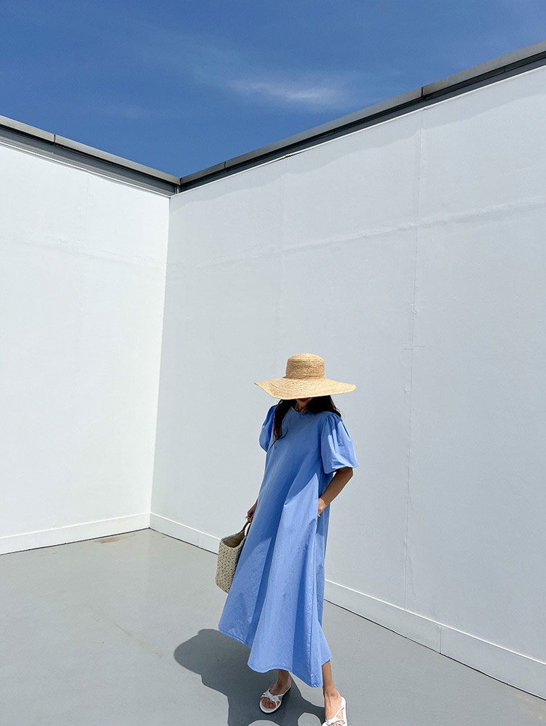 バルーン半袖Aラインロングワンピース | 詳細画像17