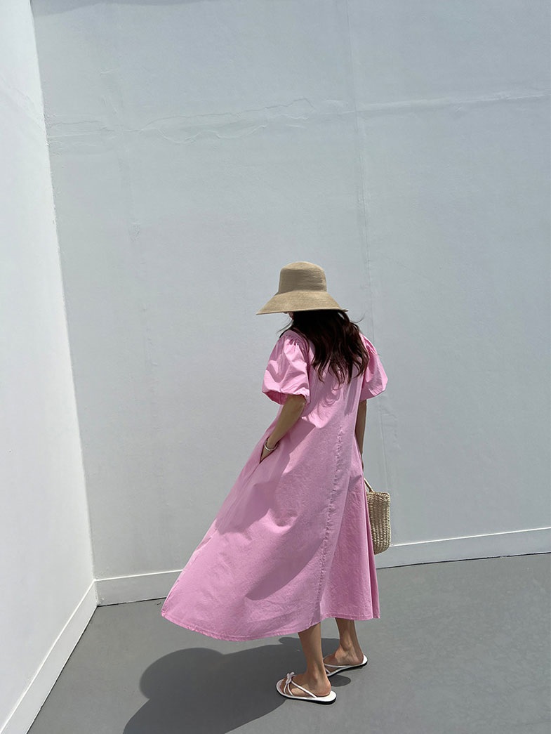 バルーン半袖Aラインロングワンピース | 詳細画像21