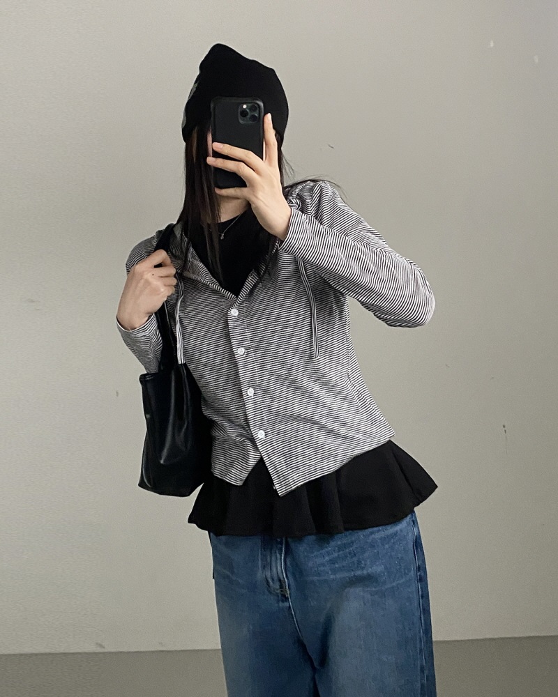 ドロストボーダーフードカーディガン | 詳細画像11