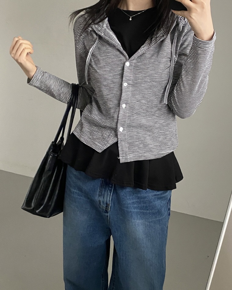 ドロストボーダーフードカーディガン | 詳細画像13