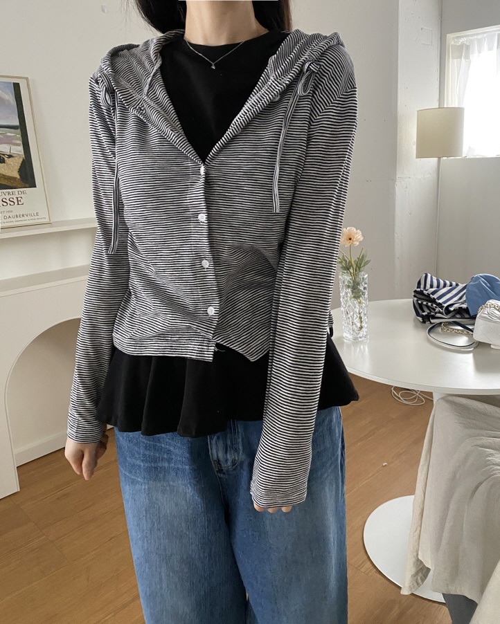 ドロストボーダーフードカーディガン | 詳細画像16