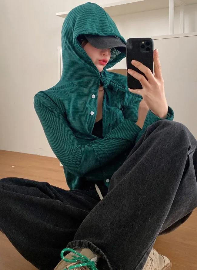 ドロストボーダーフードカーディガン | 詳細画像1