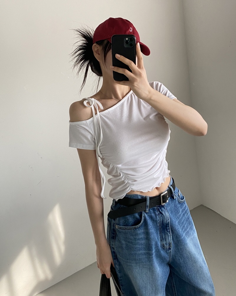 リボンワンショルメロウシャーリング半袖Tシャツ | 詳細画像3