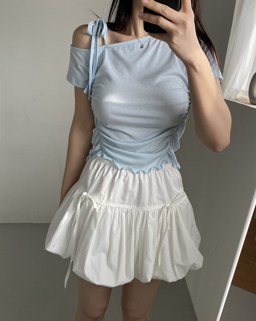 リボンワンショルメロウシャーリング半袖Tシャツ | 詳細画像15