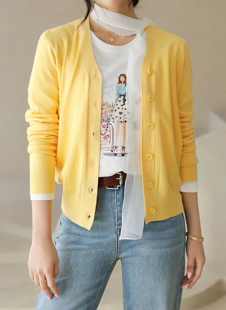 Vネックベーシックカーディガン | styleonme | 詳細画像3