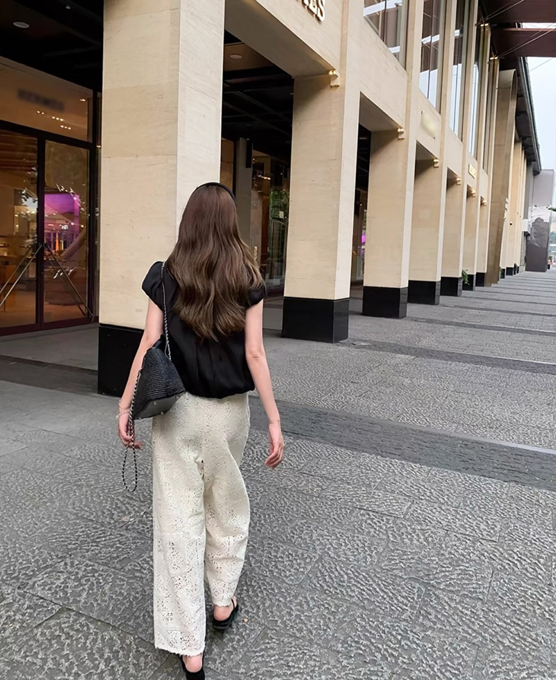 ウエストゴム花柄レースワイドパンツ | 詳細画像11