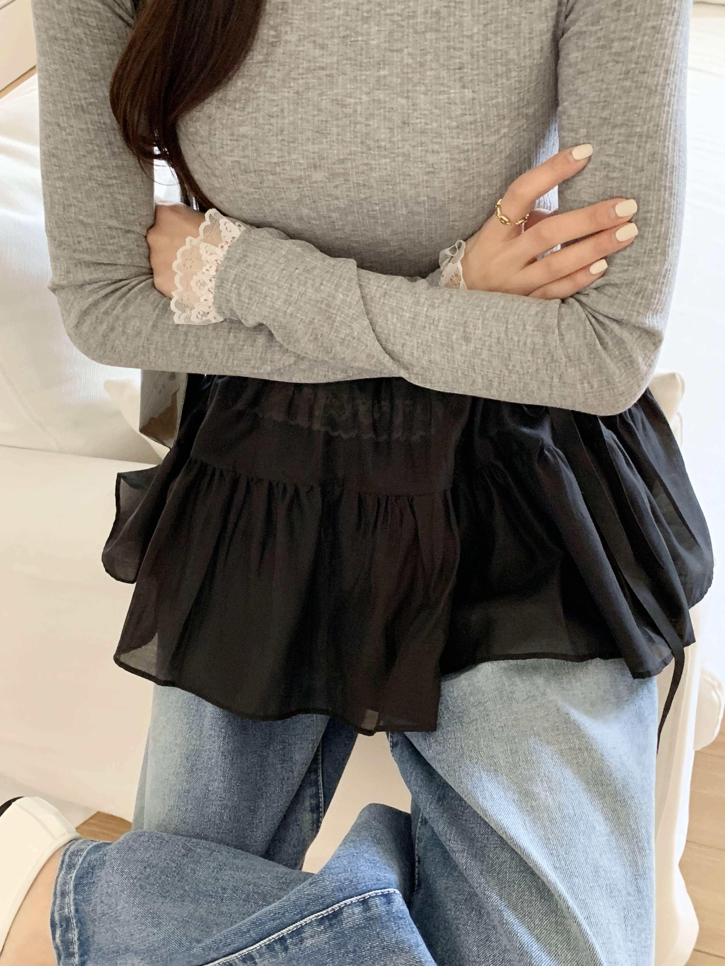 スカラップレースヘムリブTシャツ | 詳細画像8