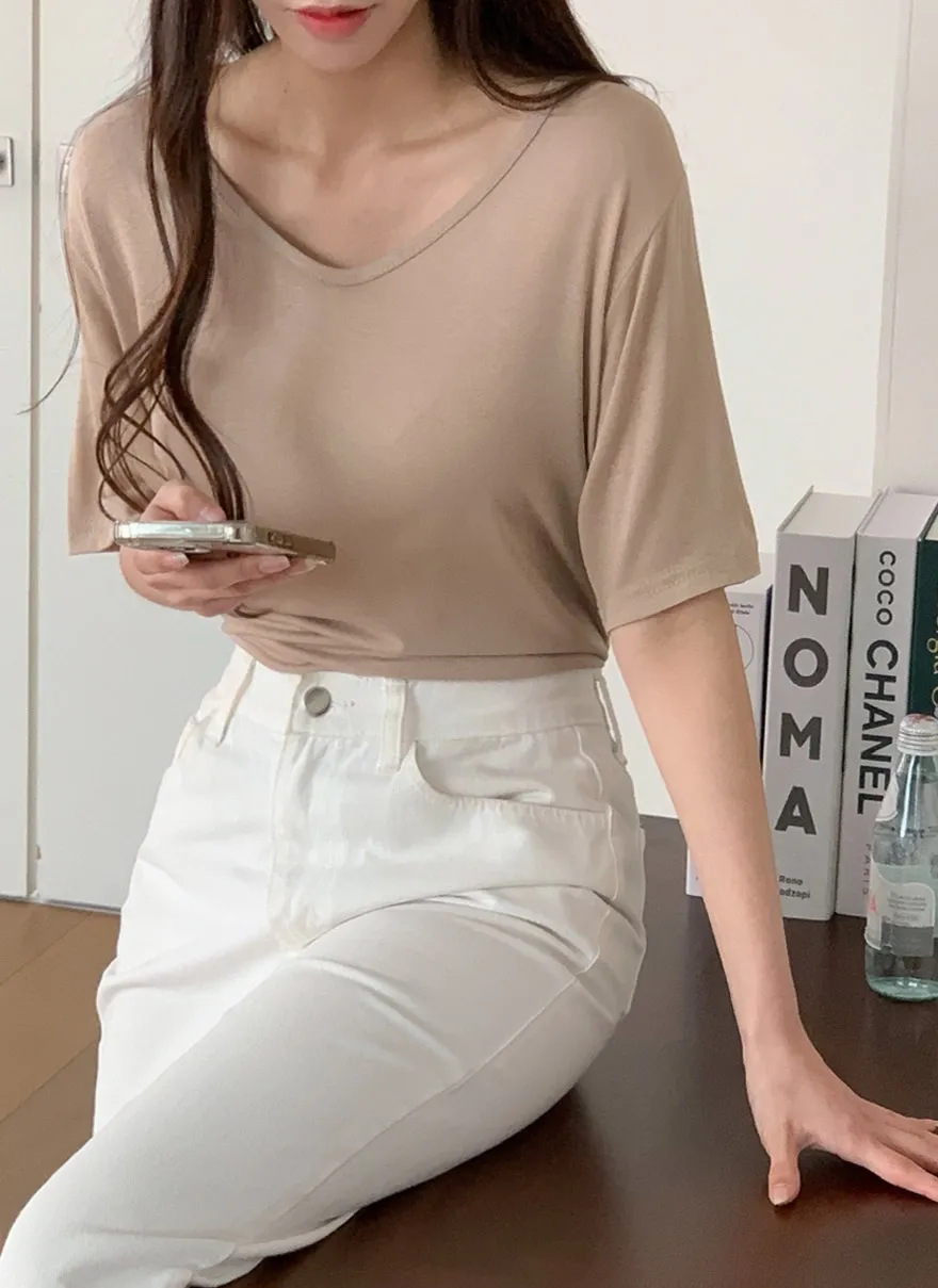 Vネックルーズ半袖Tシャツ | 詳細画像1