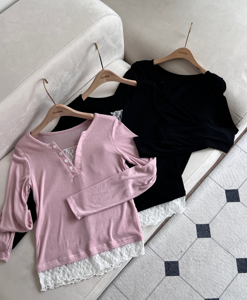 レースレイヤードヘンリーネックTシャツ | 詳細画像15