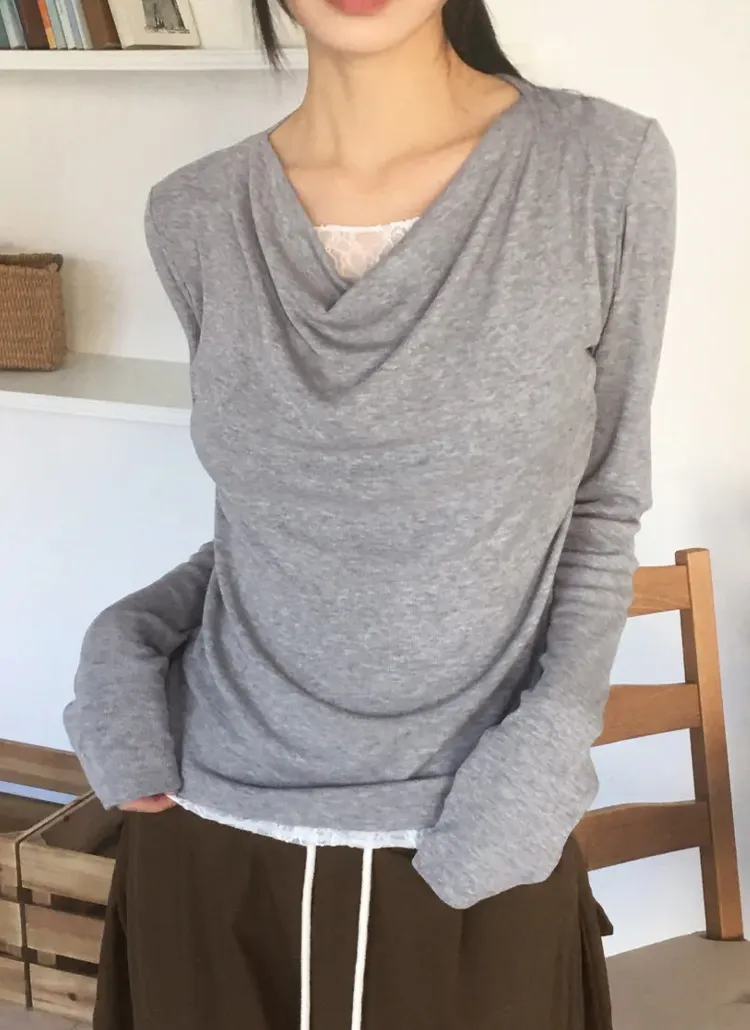 レースレイヤードドレープTシャツ | WONDERWONDER | 詳細画像1
