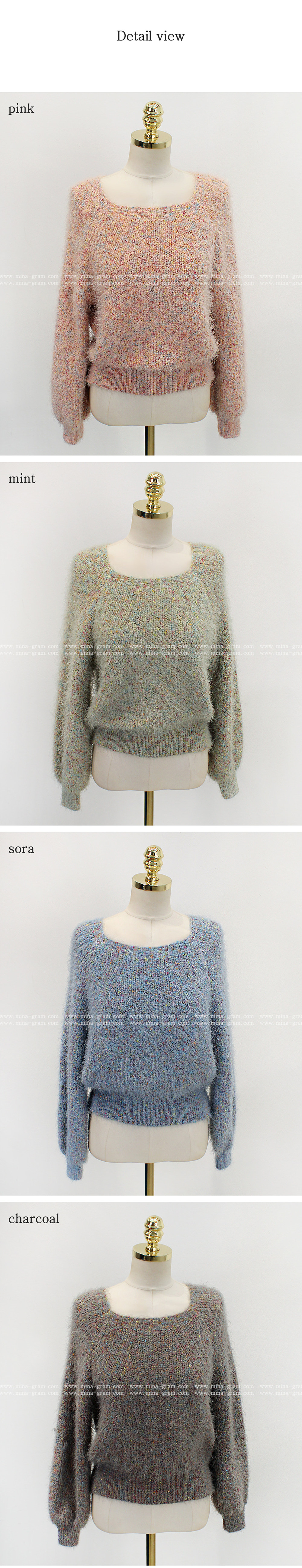 スクエアネックヘアリーカラーミックスニット | 詳細画像15