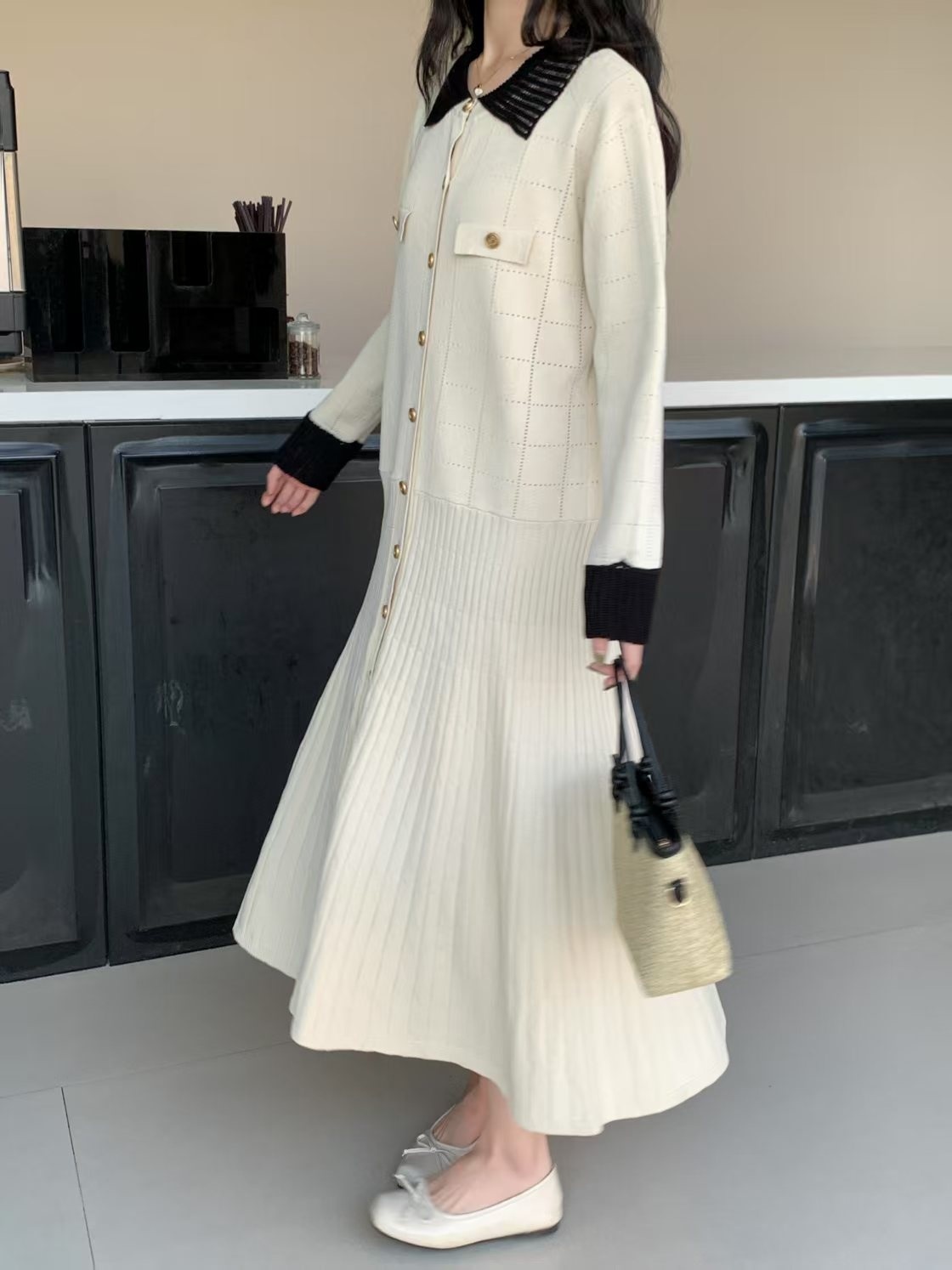 配色カラーパンチングニットワンピース | 詳細画像6