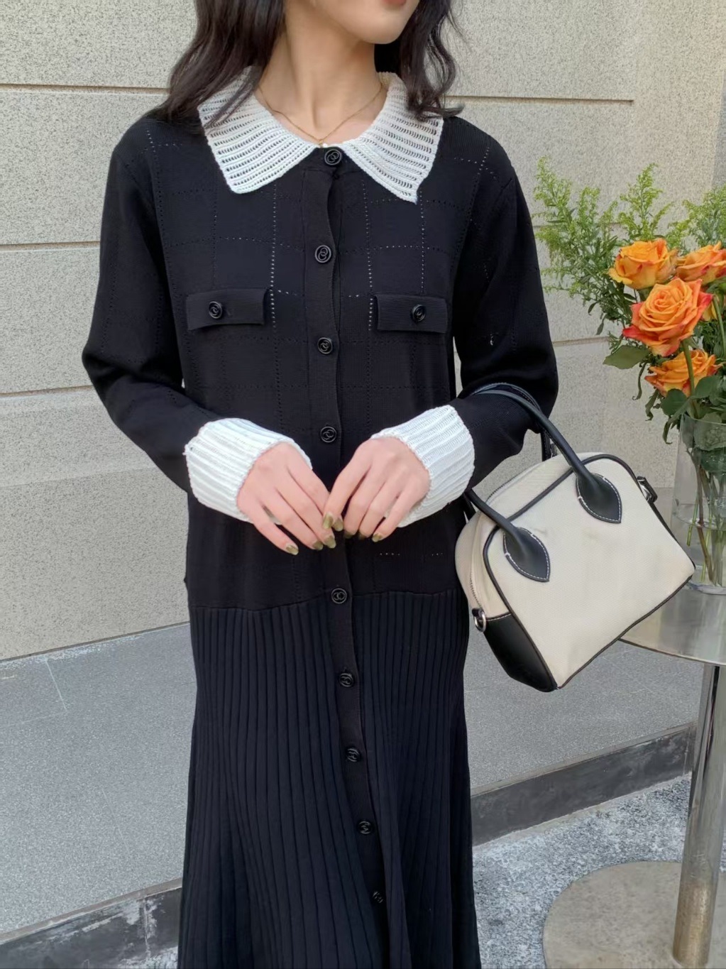 配色カラーパンチングニットワンピース | 詳細画像10