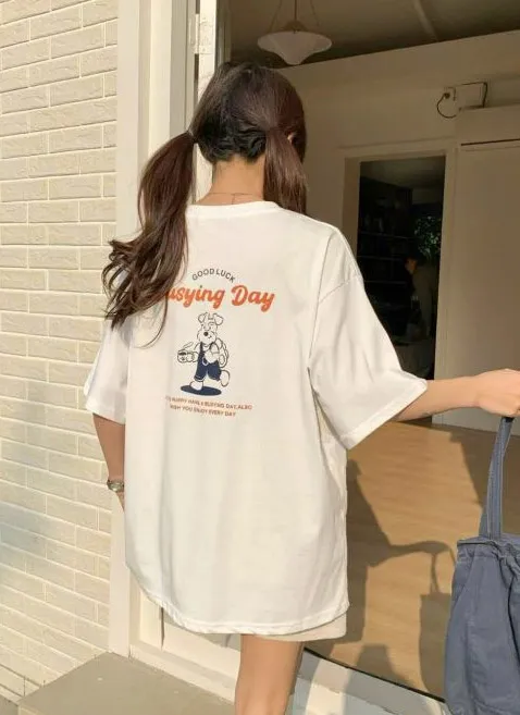バックドッグプリントボクシー半袖Tシャツ | 詳細画像1