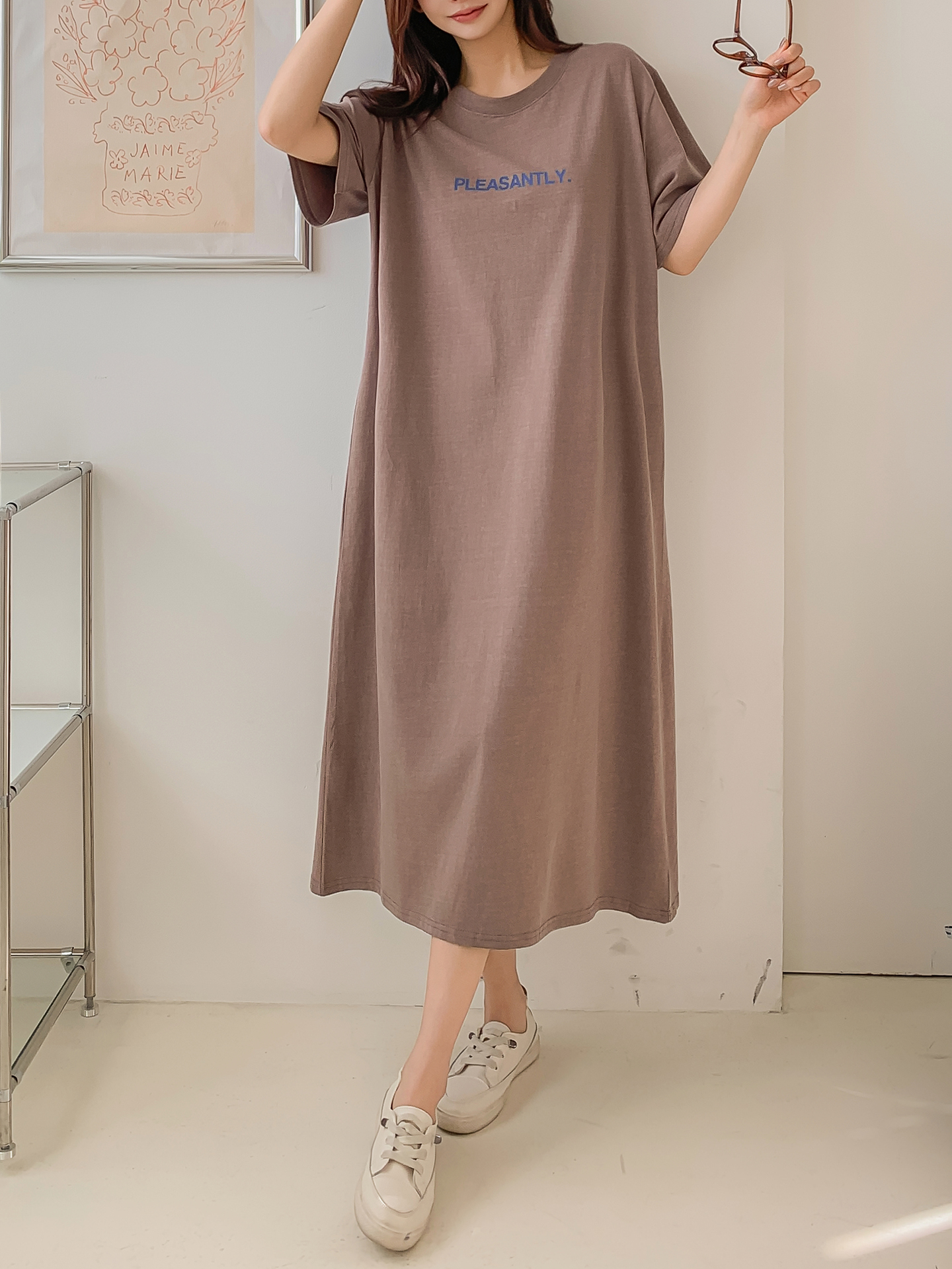 ロゴ半袖Tシャツロングワンピース | 詳細画像12
