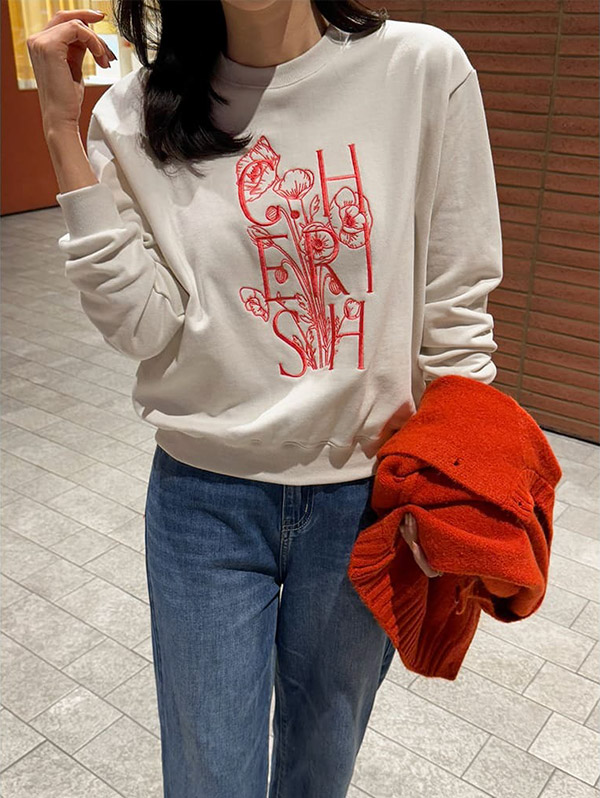 フラワーレタリング刺繍スウェット | 詳細画像5