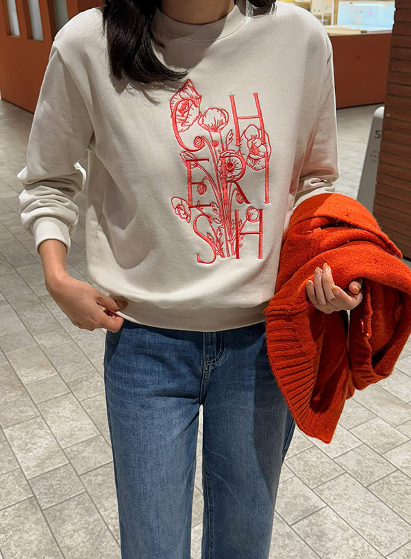 フラワーレタリング刺繍スウェット | 詳細画像7