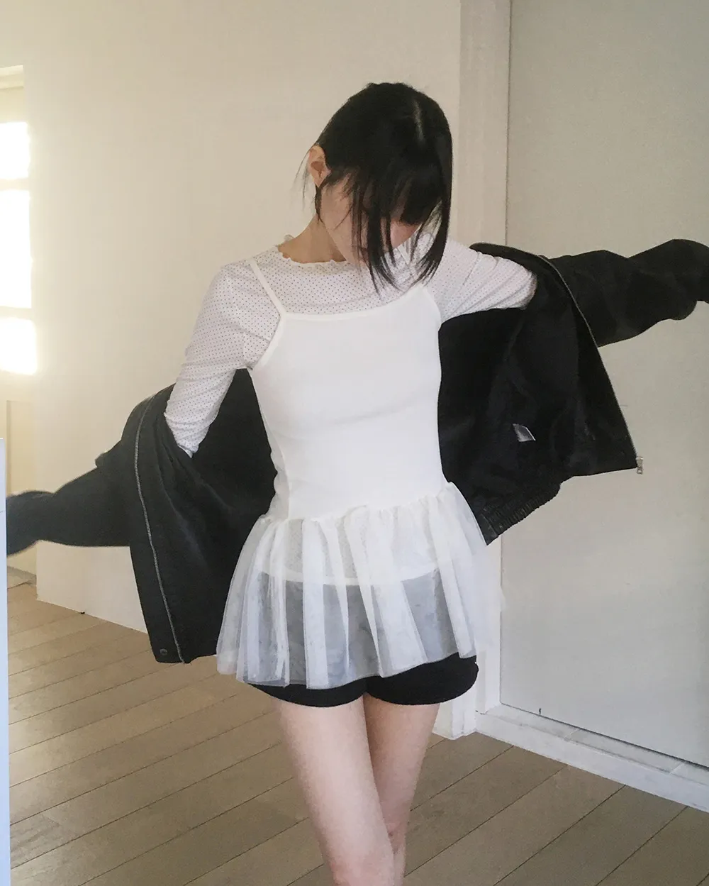 シフォンシャーリングレイヤードキャミワンピース | WONDERWONDER | 詳細画像1
