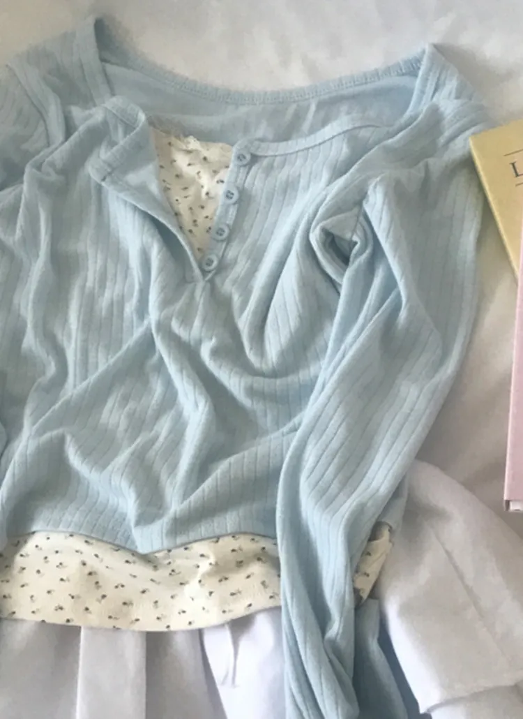 レースフラワーレイヤードオープンネックTシャツ | creamsugar | 詳細画像4